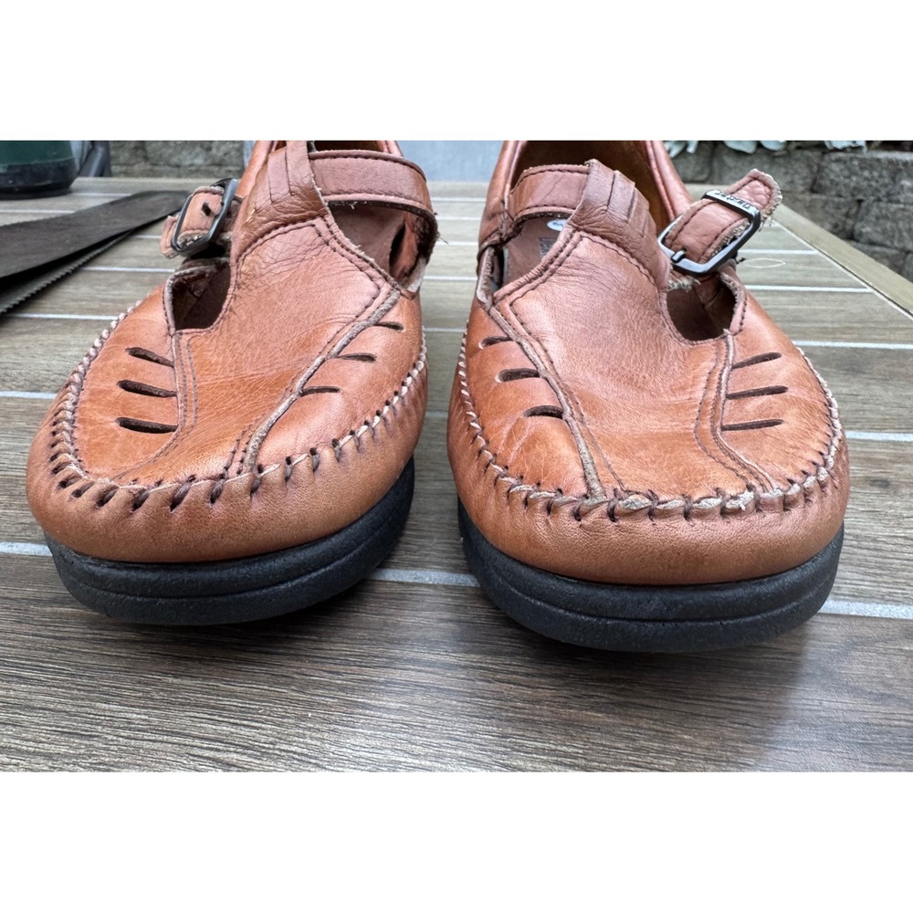 Dexter Comfort Brown Leather Mary Jane T-Strap Whipstitch Shoes Womens 10.5 USA - Picture 3 of 9